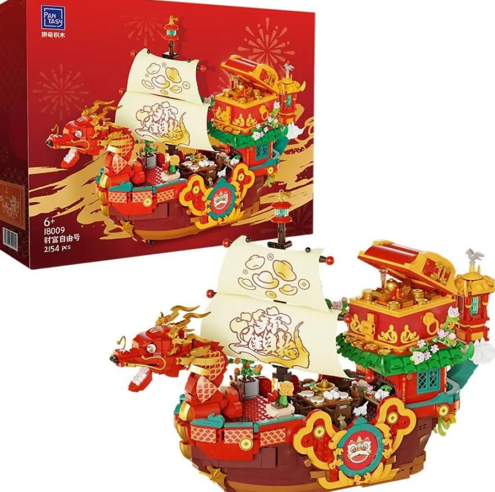 Pantasy - Chinese New Year Dragon Boat Building Block Construction Set (2154 Pieces)