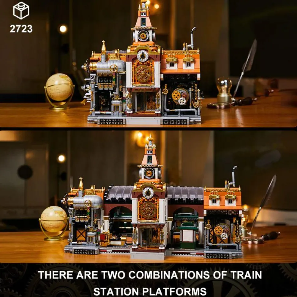 Pantasy - Steampunk Train Station Joyride Series Building Block Construction Set (2788 Pieces)
