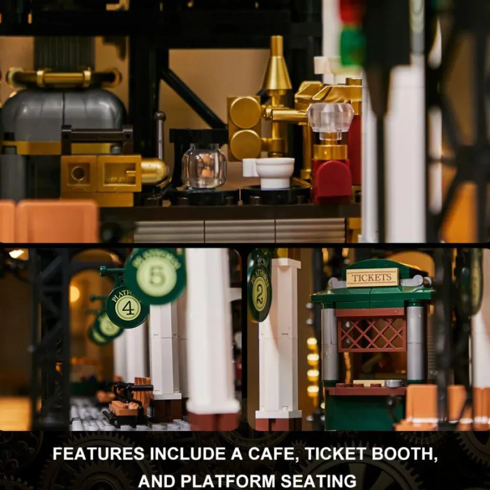 Pantasy - Steampunk Train Station Joyride Series Building Block Construction Set (2788 Pieces)