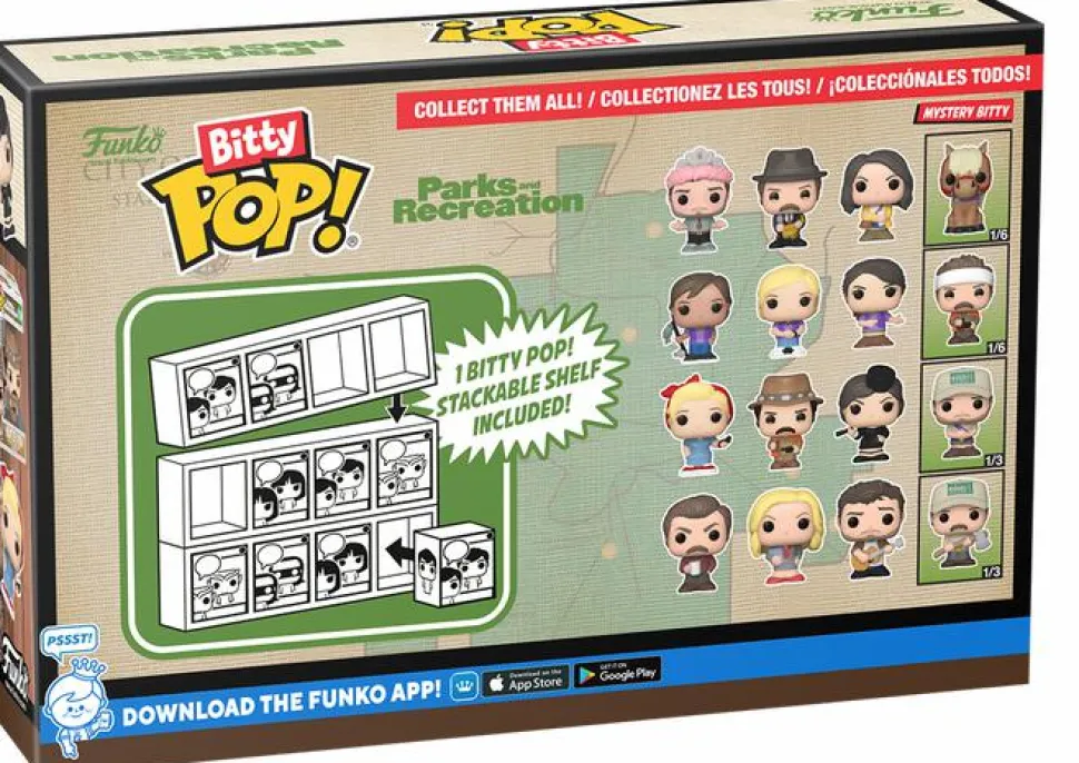 Parks & Recreation - Ron Swanson, Leslie Knope, Andy Dwyer & Mystery Bitty Pop! Vinyl Figure 4-Pack