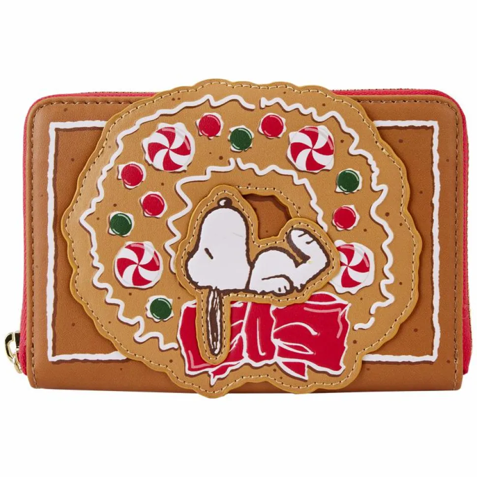 Peanuts - Snoopy Gingerbread Wreath Scented 4" Faux Leather Zip-Around Wallet