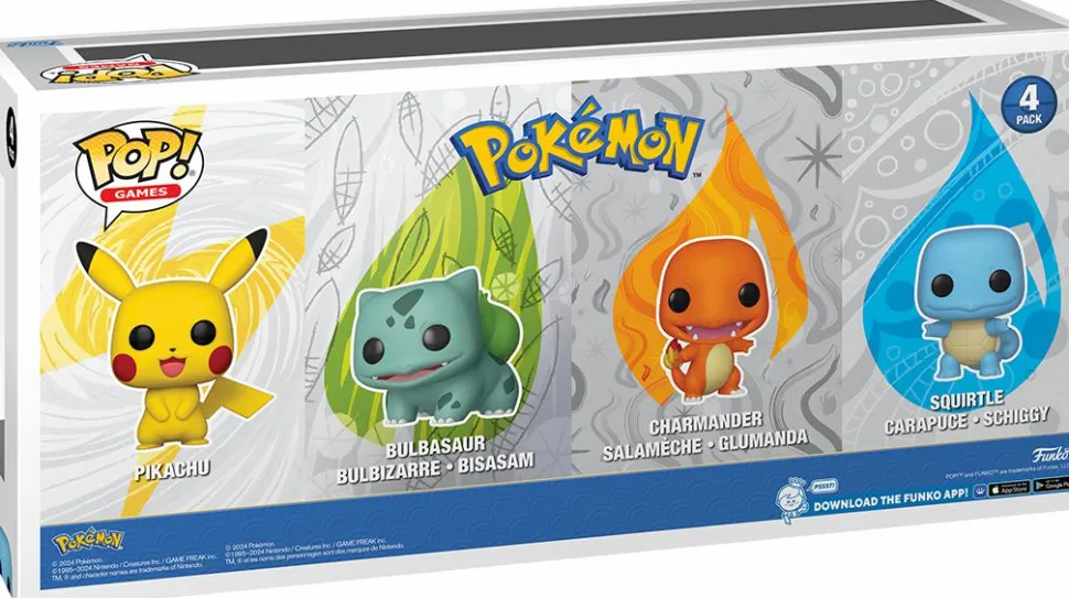 Pokemon - Pikachu, Bulbasaur, Charmander & Squirtle (Starters) Pop! Vinyl 4-Pack