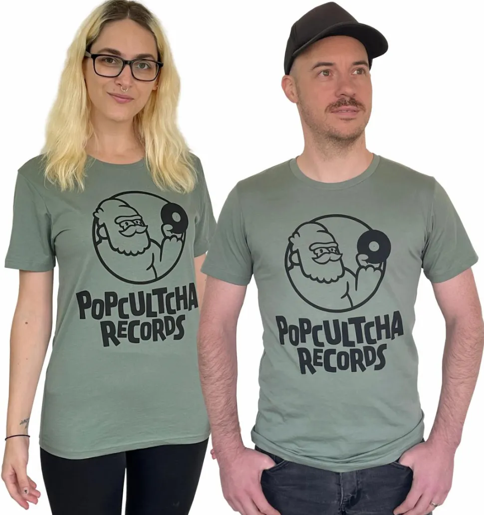 Popcultcha Records - Logo Sage Green Adult Unisex T-Shirt