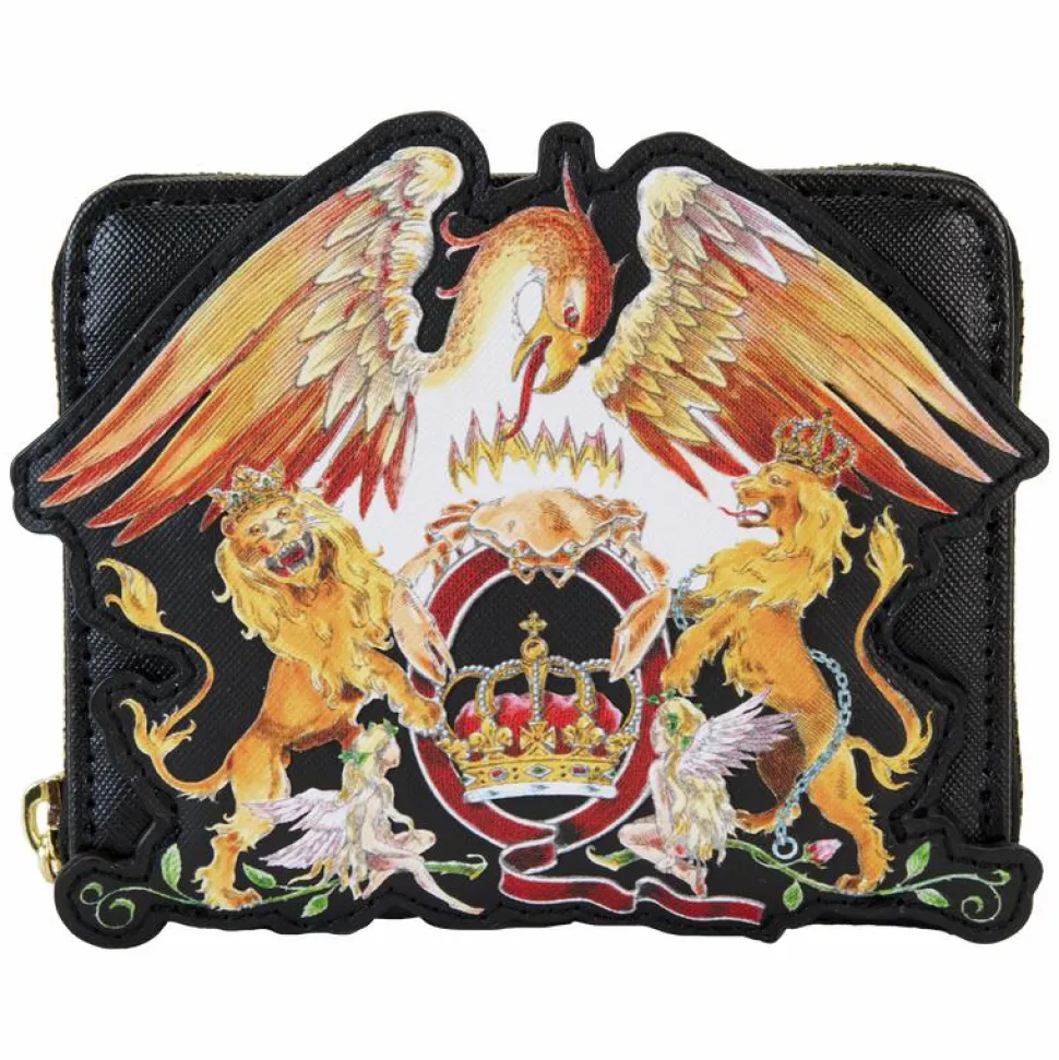 Queen - Crest Logo 4" Faux Leather Zip-Around Wallet