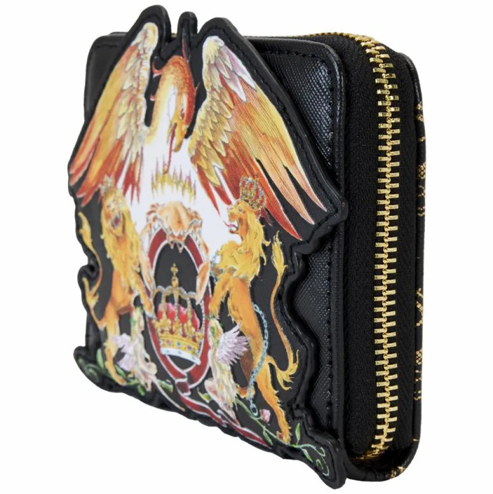 Queen - Crest Logo 4" Faux Leather Zip-Around Wallet