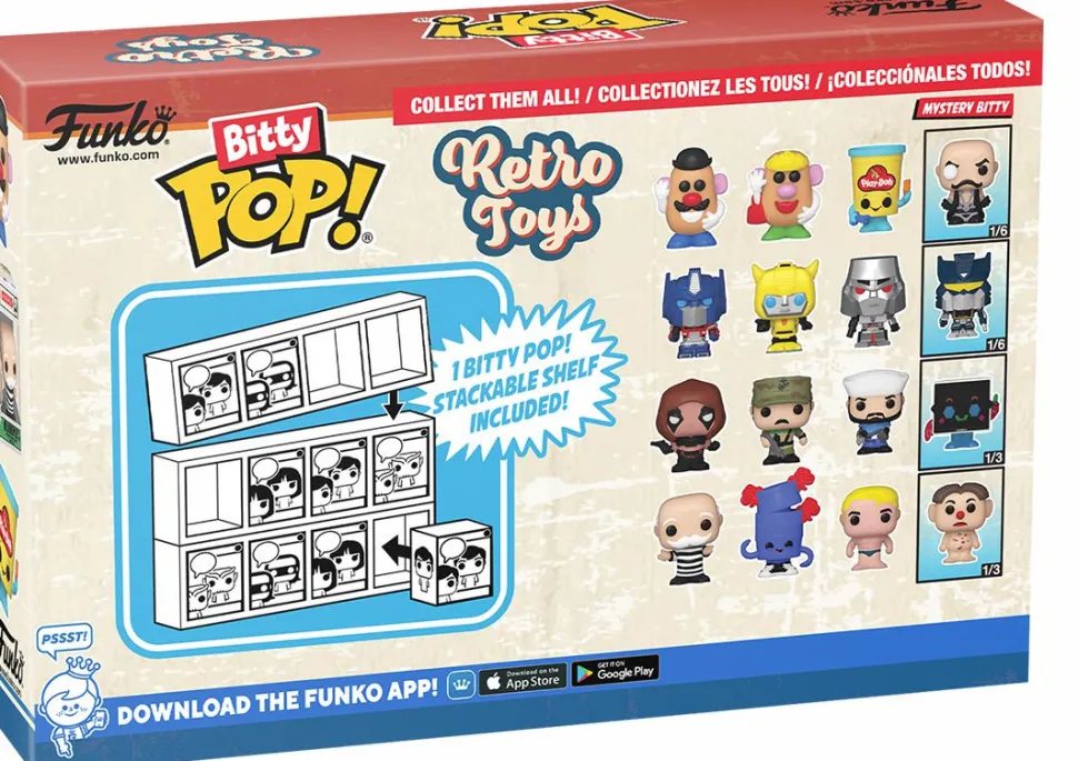 Retro Toys - Mr. Potato Head, Mrs. Potato Head, Play-Doh Container & Mystery Bitty Pop! Vinyl Figure 4-Pack