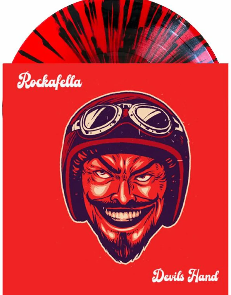 Rockafella - Devils Hand 7" Split Single Vinyl Record (Translucent Red with Black Splatter Vinyl Record)