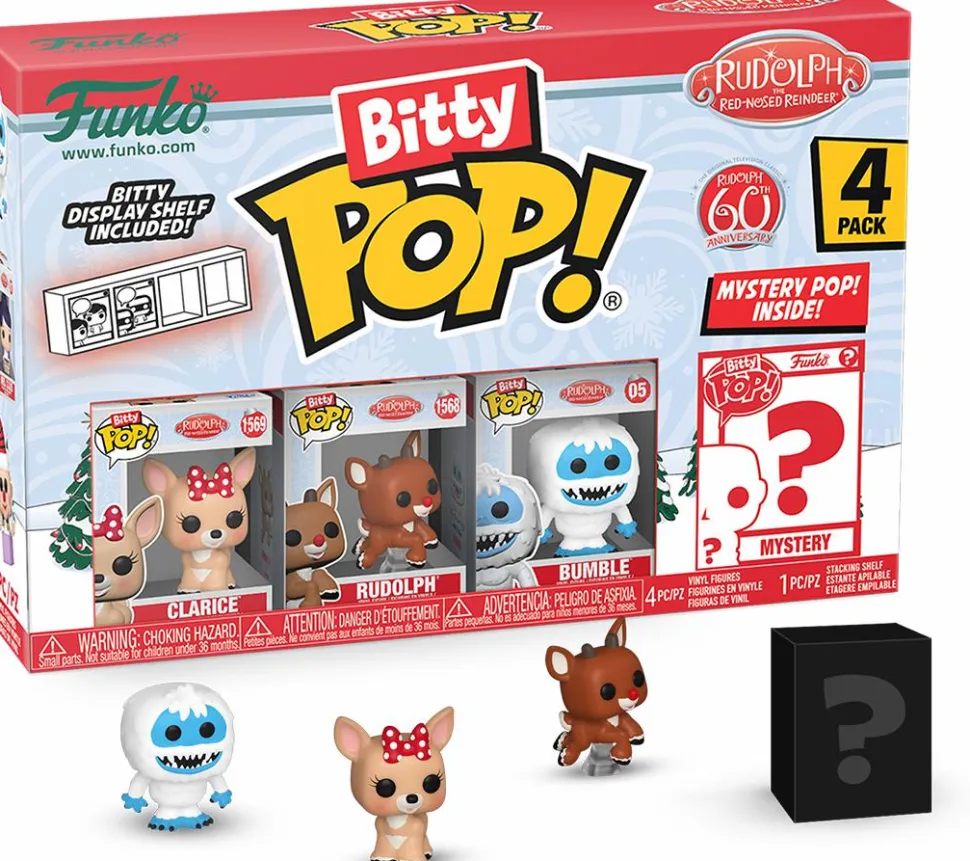 Rudolph the Red-Nosed Reindeer (1964) - Bumble, Rudolph, Clarice & Mystery 60th Anniversary Bitty Pop! Vinyl Figure 4-Pack