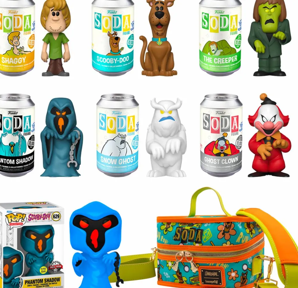 Scooby-Doo - Scooby-Doo, Shaggy, The Creeper, Phantom Shadow, Ghost Clown & Snow Ghost Vinyl SODA Figure in Collector Can 6-Pack with Cooler Bag & Phantom Shadow Glow Pop! (Funko / Popcultcha Exclusive)
