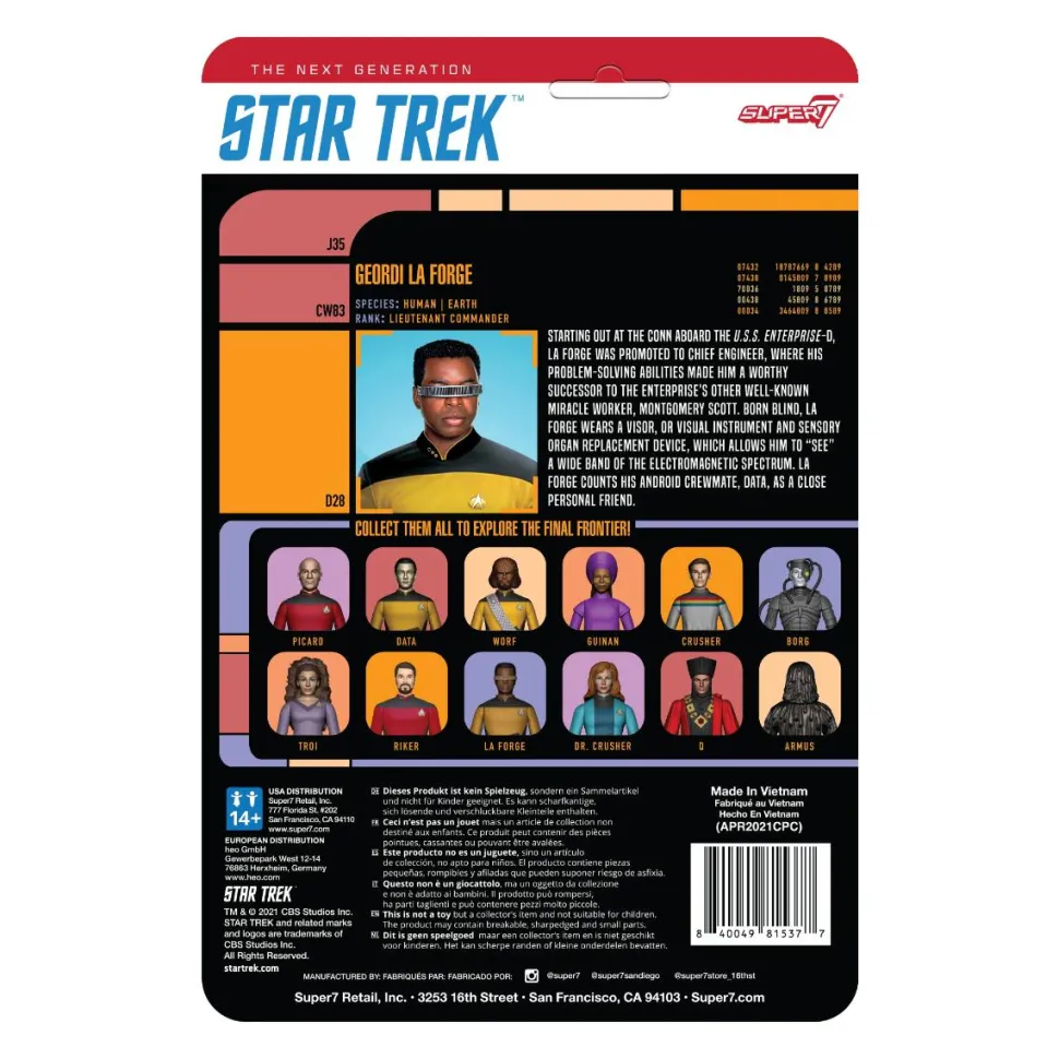 Star Trek: The Next Generation - Lt. Commander Geordi La Forge ReAction 3.75” Action Figure
