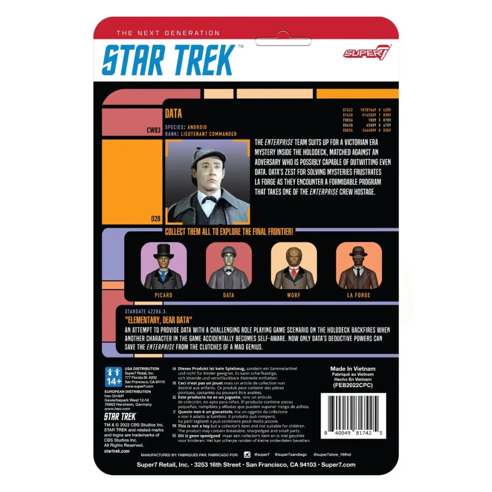 Star Trek: The Next Generation - Data (Elementary, Dear Data) ReAction 3.75" Action Figure