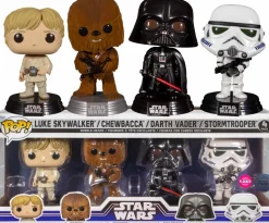 Star Wars - Luke, Chewbacca, Darth Vader & Stormtrooper Flocked Pop! Vinyl Figure 4-Pack