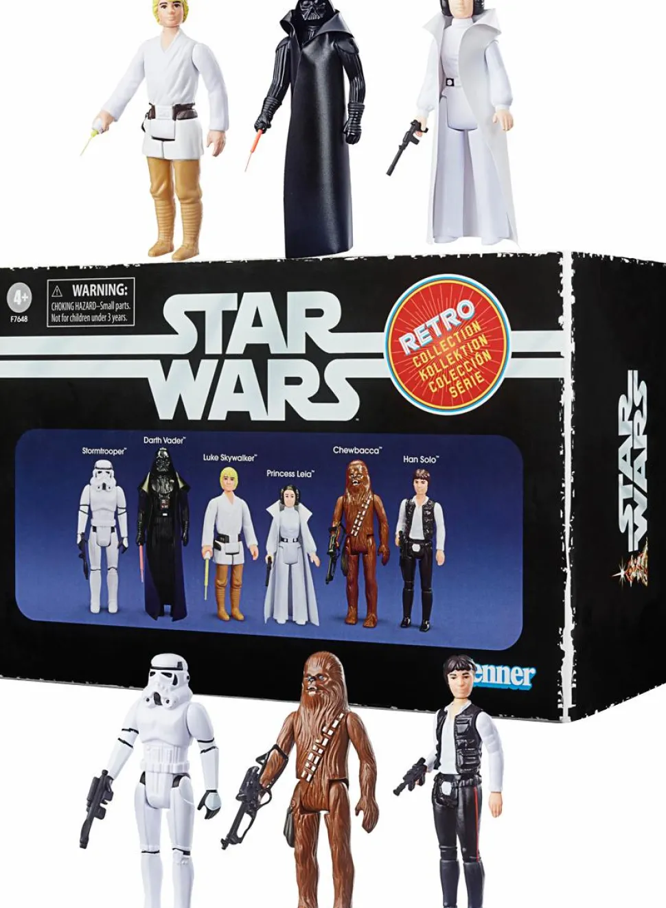 Star Wars - Luke Skywalker, Darth Vader, Han Solo, Princess Leia, Chewbacca & Stormtrooper Retro Collection Kenner 3.75" Action Figure 6-Pack