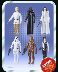 Star Wars - Luke Skywalker, Darth Vader, Han Solo, Princess Leia, Chewbacca & Stormtrooper Retro Collection Kenner 3.75