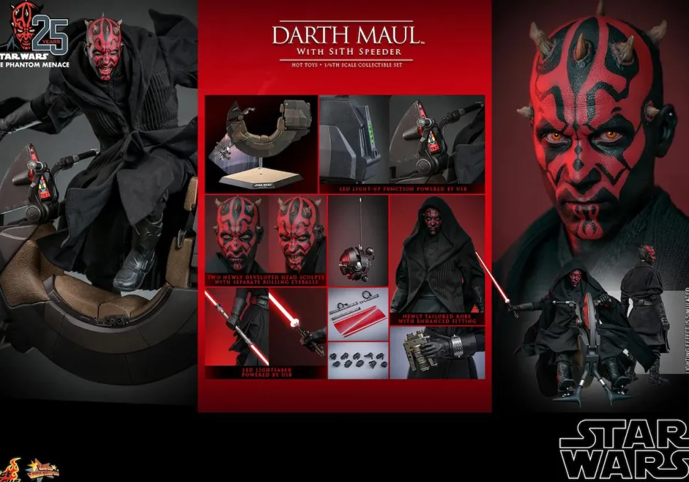 Star Wars Episode I: The Phantom Menace - Darth Maul with Sith Speeder 25th Anniversary 1/6th Scale Hot Toys Action Figure