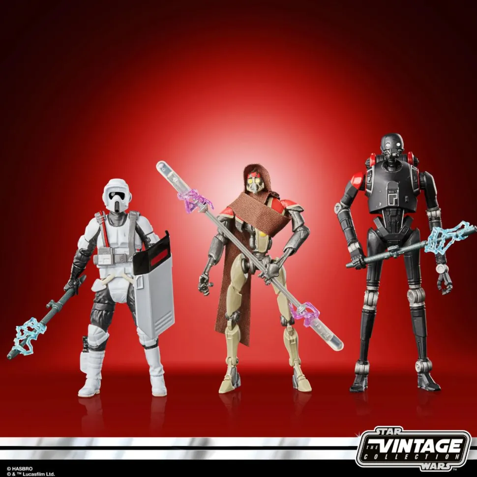 Star Wars Jedi: Survivor - Riot Scout Trooper, MagnaGuard & KX Security Droid Gaming Greats Vintage Collection Kenner 3.75” Scale Action Figure 3-Pack