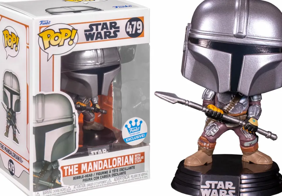 Star Wars: The Mandalorian - The Mandalorian with Beskar Staff Pop! Vinyl Figure (Funko / Popcultcha Exclusive)