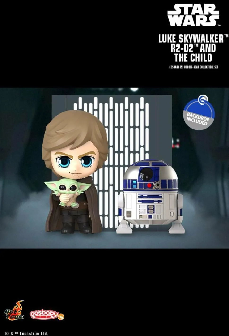 Star Wars: The Mandalorian - Luke Skywalker, R2-D2 & The Child (Grogu) Cosbaby (S) Hot Toys Figure Set