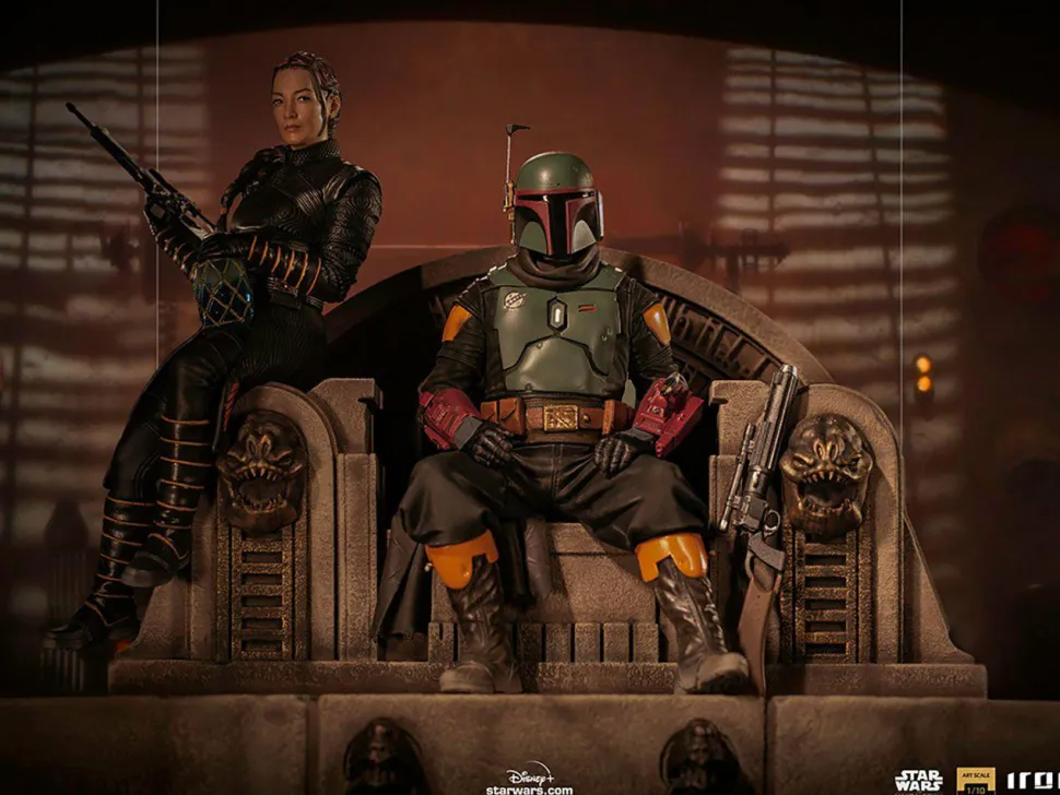 Star Wars: The Mandalorian - Boba Fett & Fennec on Throne Deluxe 1/10th Scale Statue