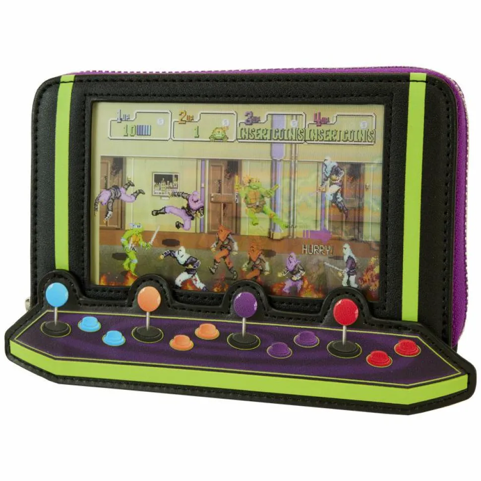 Teenage Mutant Ninja Turtles - 40th Anniversary Vintage Arcade Lenticular Glow in the Dark 4" Faux Leather Zip-Around Wallet