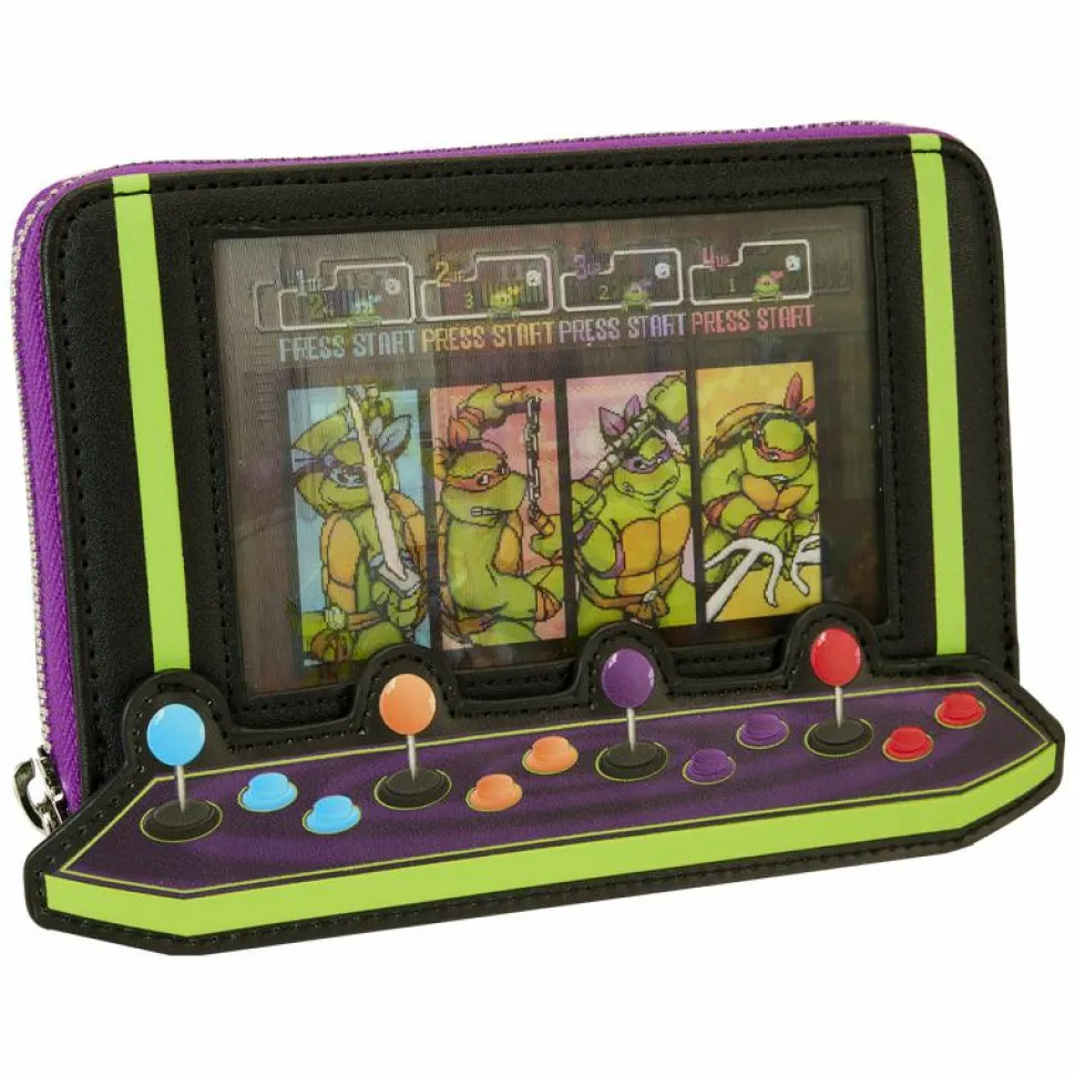 Teenage Mutant Ninja Turtles - 40th Anniversary Vintage Arcade Lenticular Glow in the Dark 4" Faux Leather Zip-Around Wallet