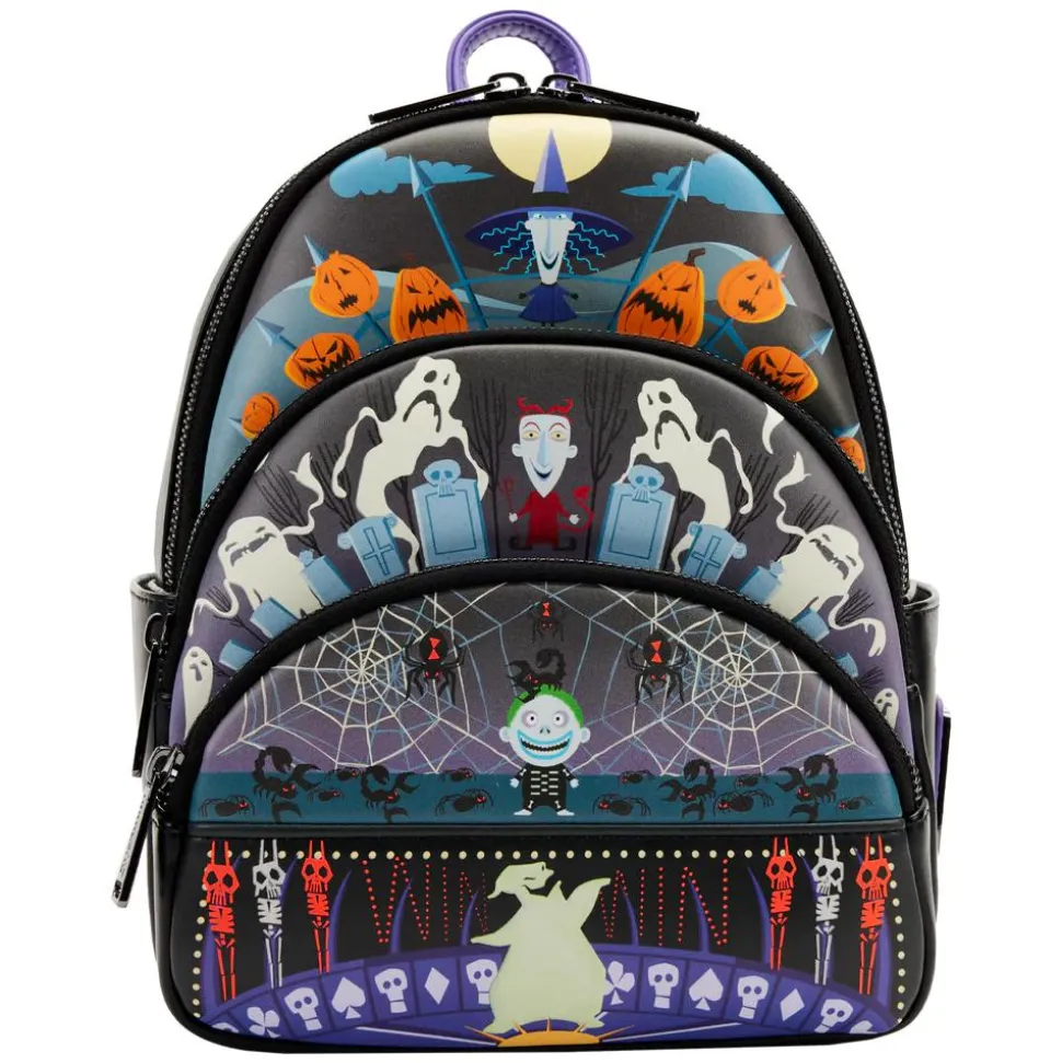 The Nightmare Before Christmas - Lock, Shock, Barrel & Oogie Boogie Glow in the Dark 10” Faux Leather Mini Backpack