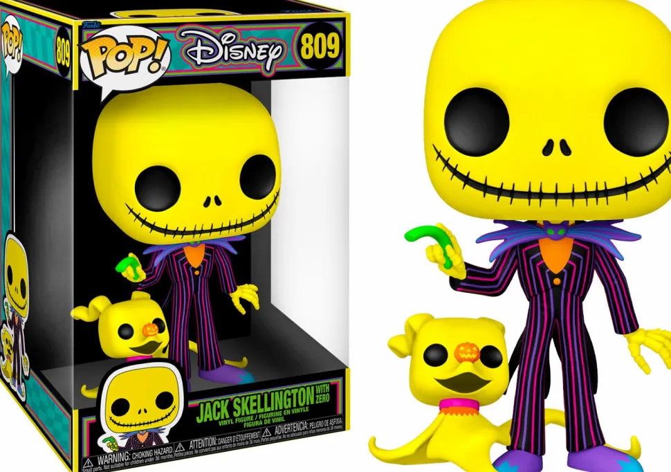 The Nightmare Before Christmas - Jack Skellington with Zero Blacklight Jumbo 10" Pop! Vinyl Figure