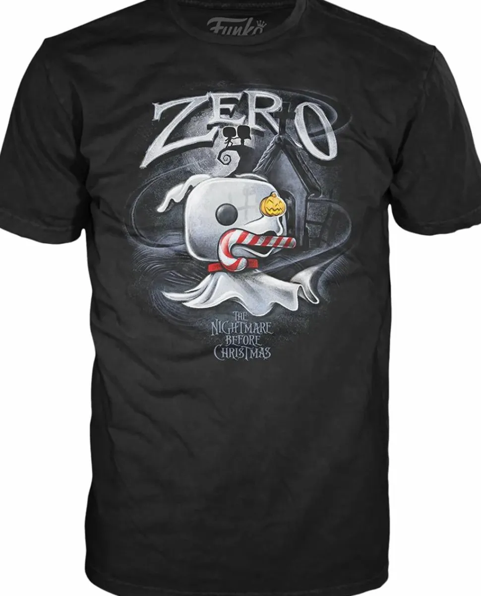 The Nightmare Before Christmas - Zero with Candy Cane Pop! Tees Unisex Black T-Shirt