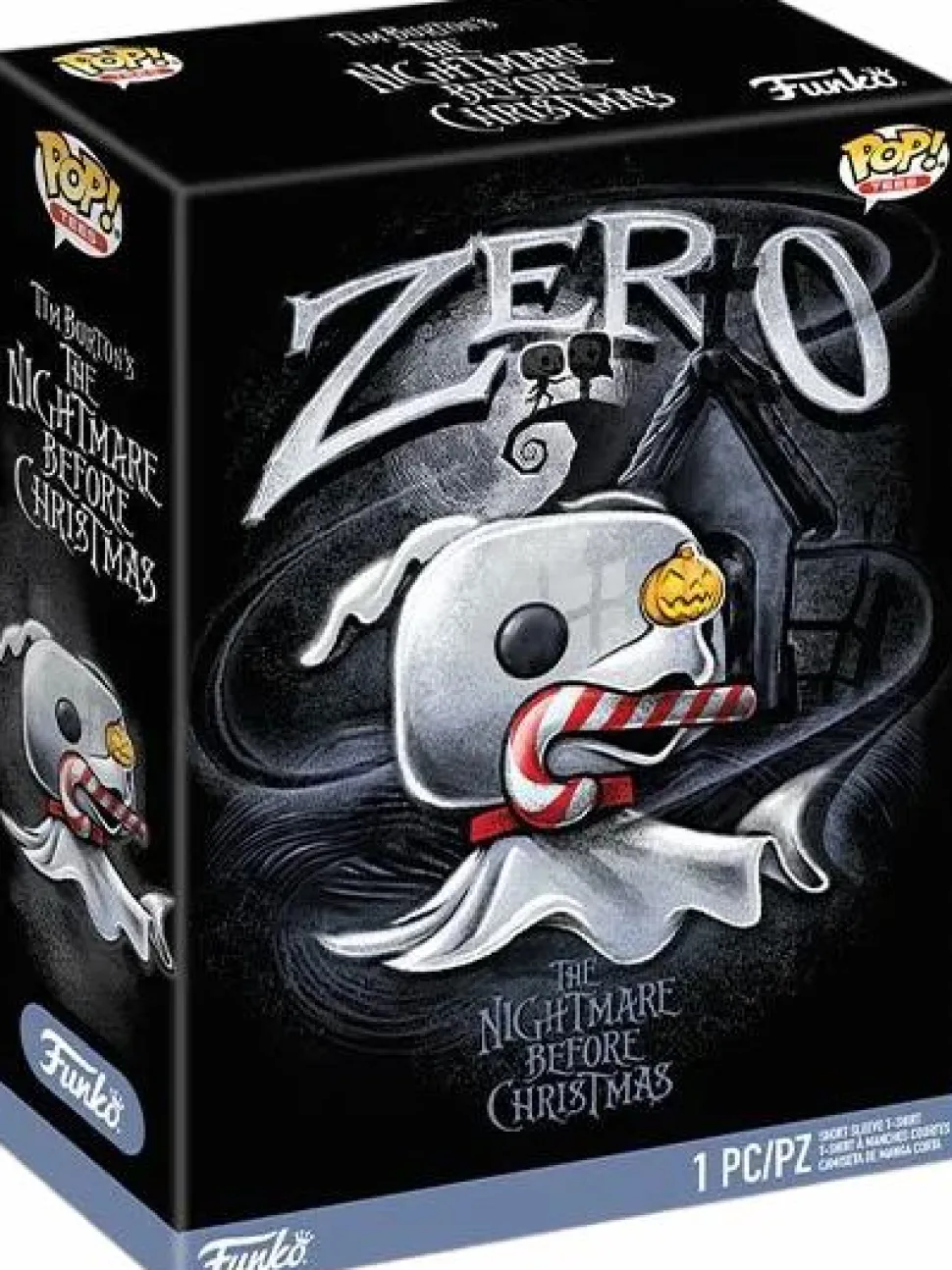 The Nightmare Before Christmas - Zero with Candy Cane Pop! Tees Unisex Black T-Shirt