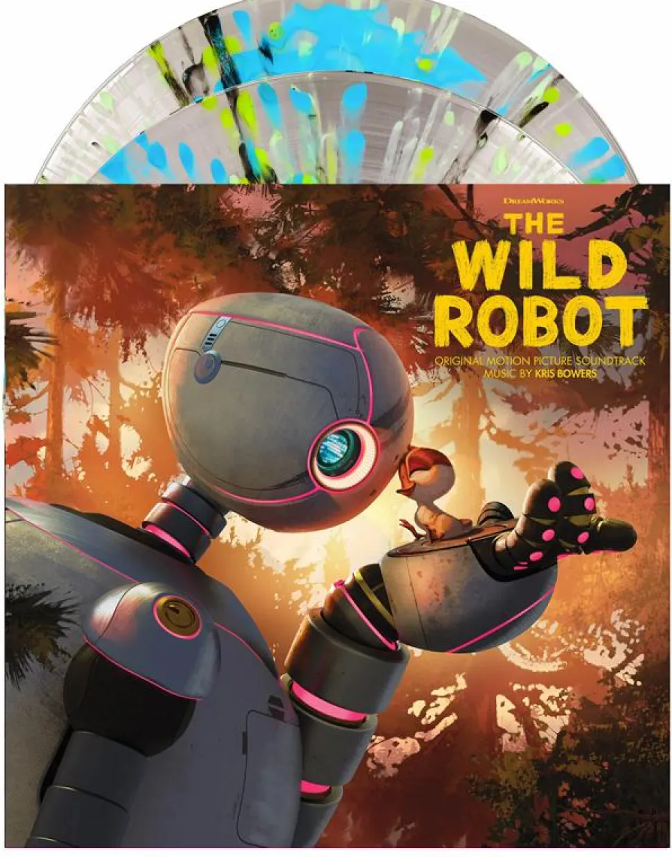 The Wild Robot (2024) - Original Motion Picture Soundtrack Music by Kris Bowers 2xLP Vinyl Record (Crystal Clear with Blue Orb & Green, Mint, Blue, and Black Splatter Coloured Vinyl)