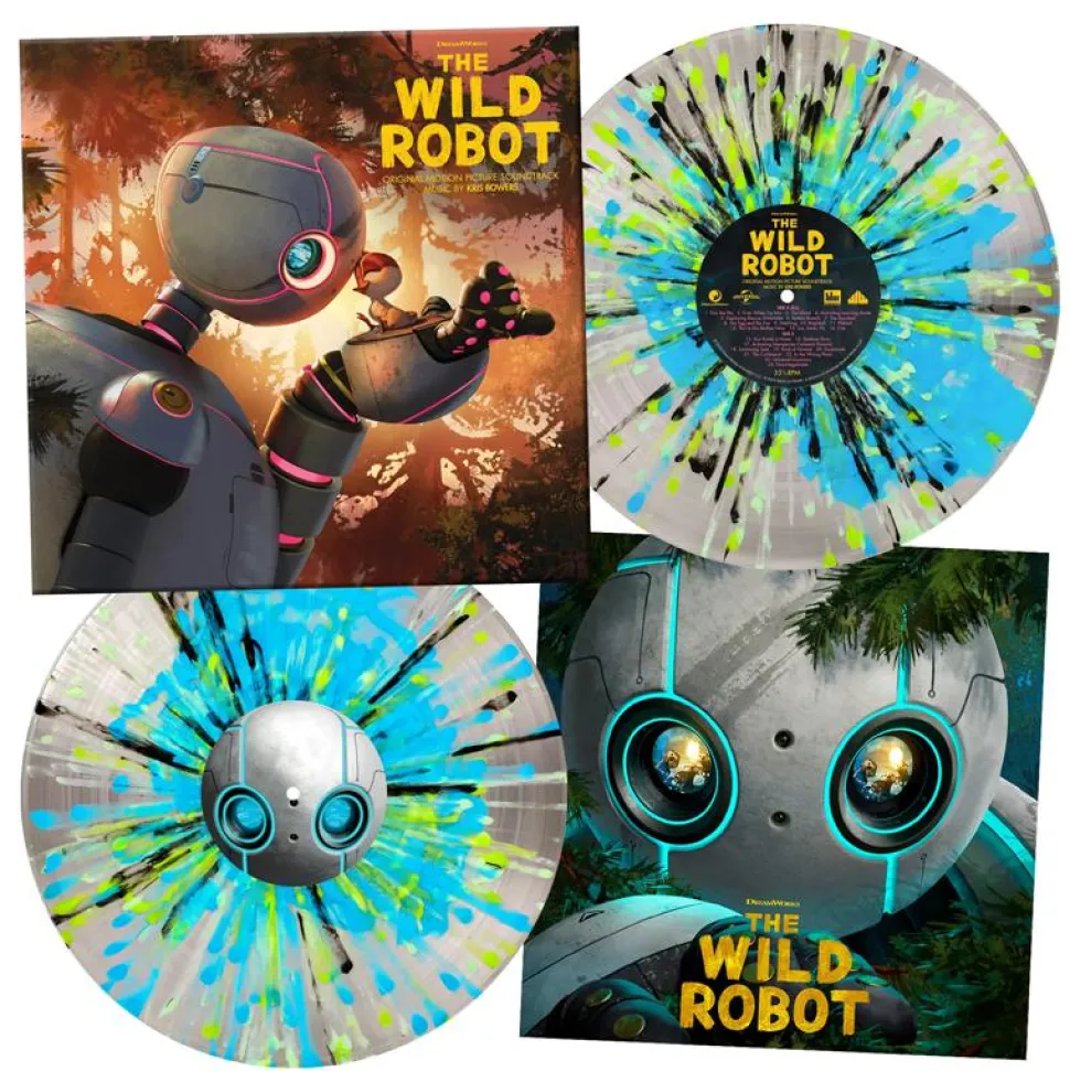 The Wild Robot (2024) - Original Motion Picture Soundtrack Music by Kris Bowers 2xLP Vinyl Record (Crystal Clear with Blue Orb & Green, Mint, Blue, and Black Splatter Coloured Vinyl)