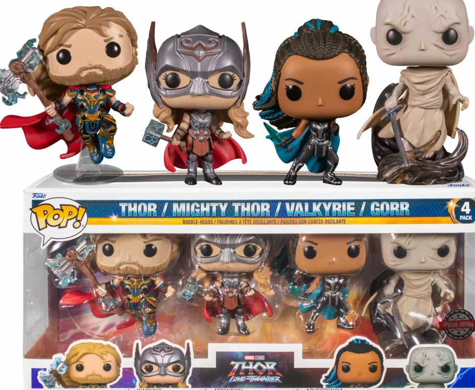 Thor 4: Love and Thunder - Thor, Mighty Thor, Gorr & Valkyrie Pop! Vinyl Figure 4-Pack