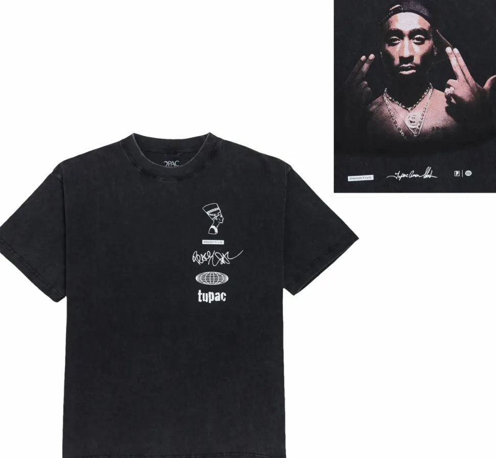 Tupac - Tupac x Primitive Stay Up Black Heavyweight T-Shirt