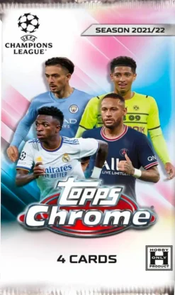 UEFA Champions League Football (Soccer) - 2021/22 Topps Chrome Soccer Trading Cards Hobby Pack (4 Cards)