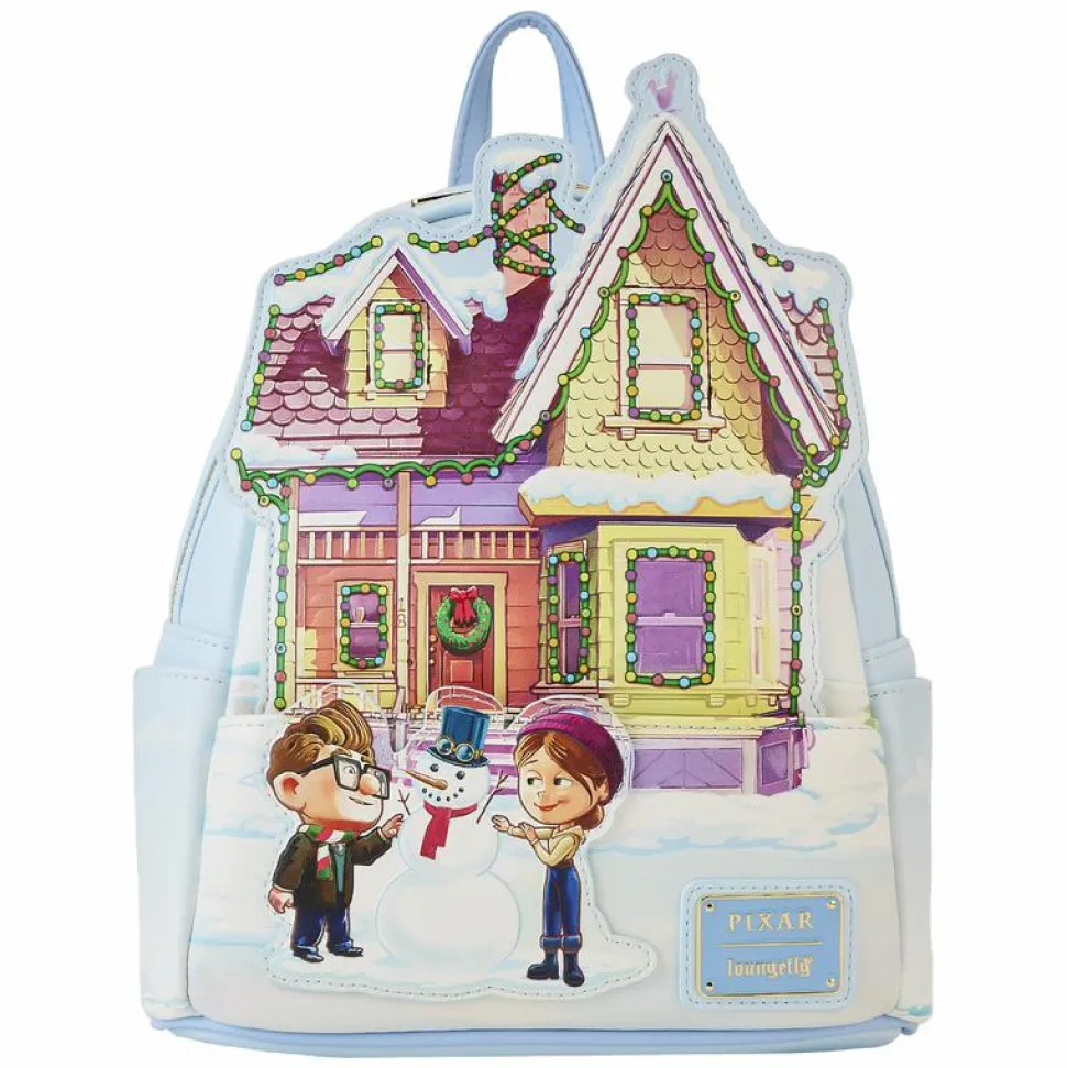 Up - House Holiday Light Up 10" Faux Leather Mini Backpack