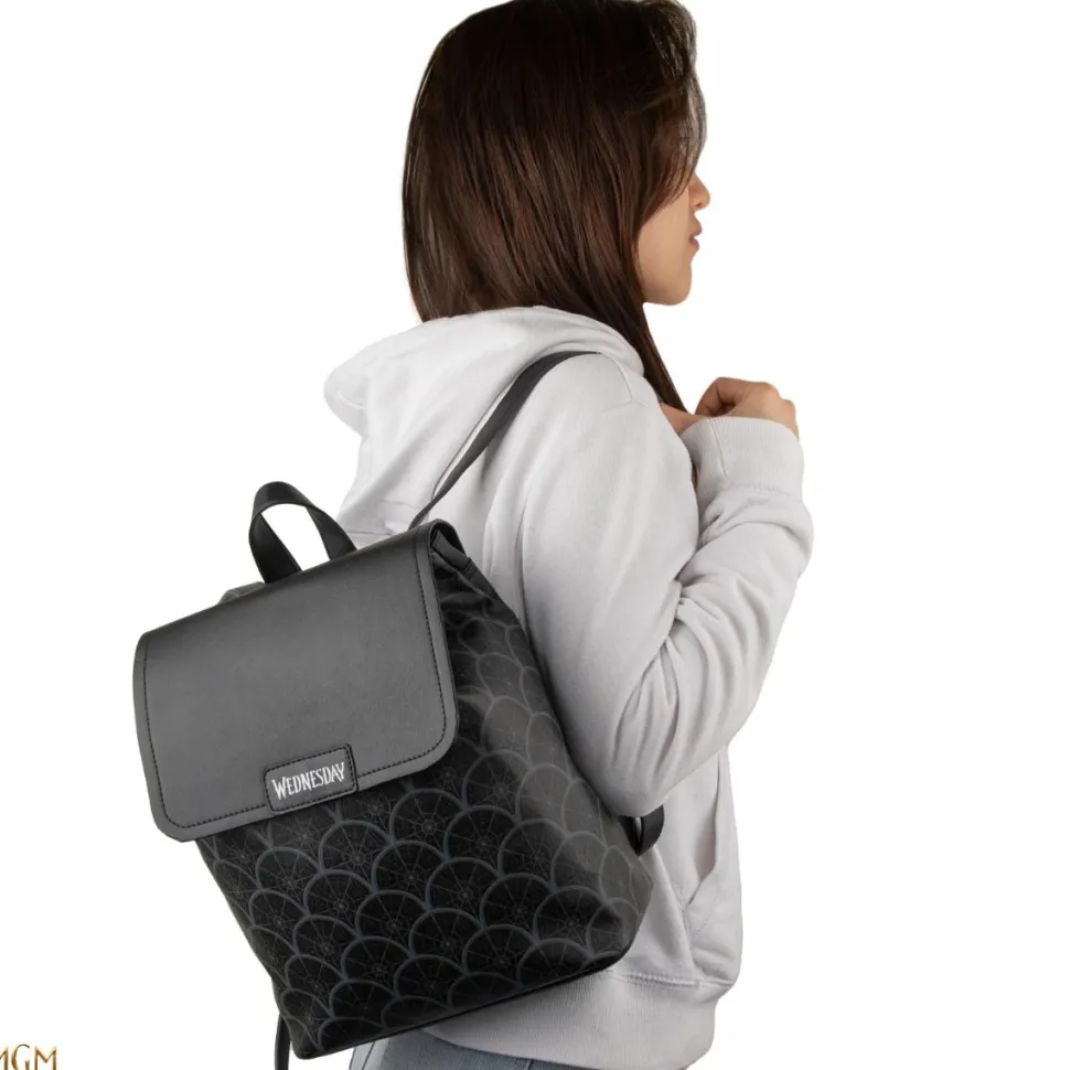 Wednesday (2022) - Black 11" Faux Leather Flap Backpack