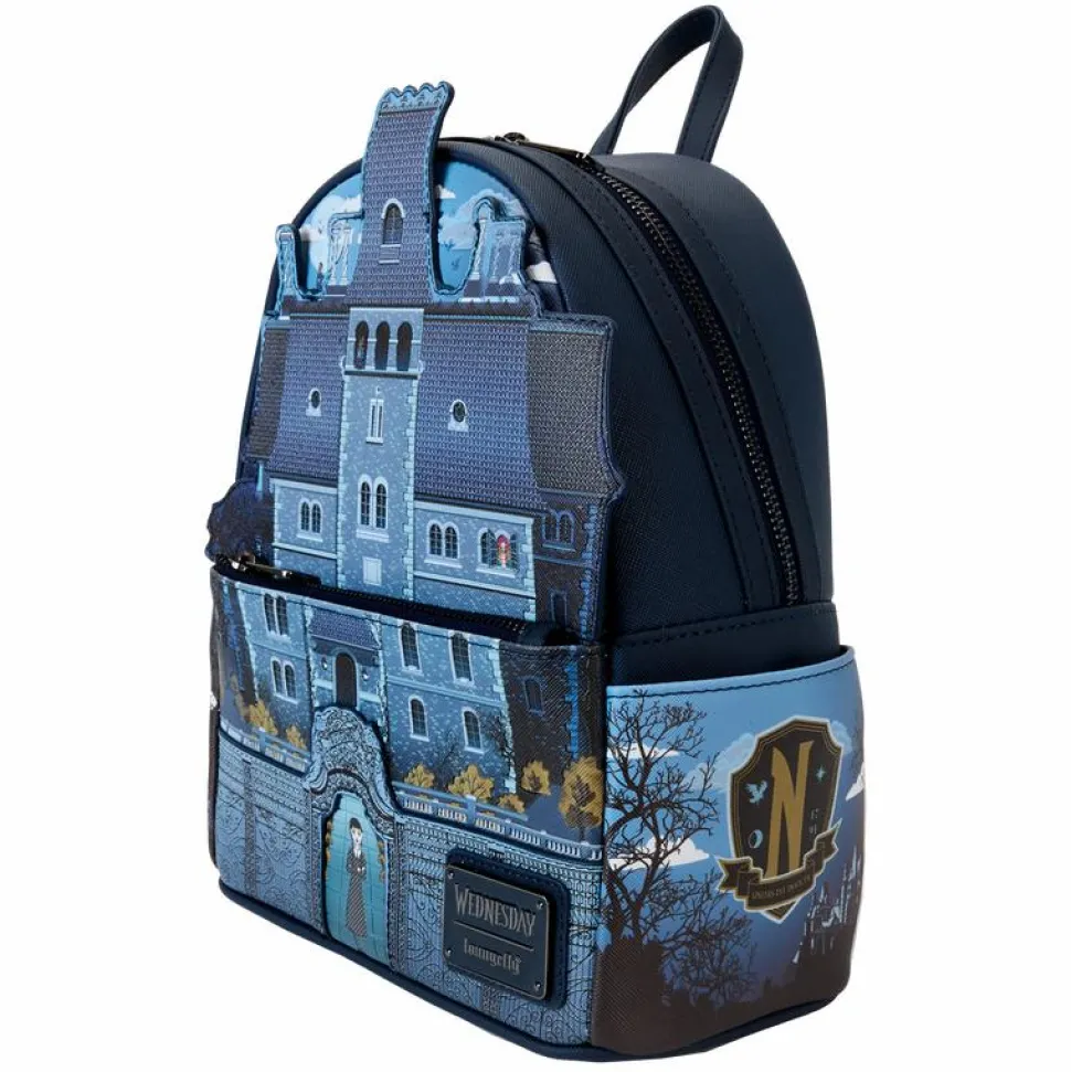 Wednesday (2022) - Nevermore Academy Castle Glow in the Dark 10" Faux Leather Mini Backpack