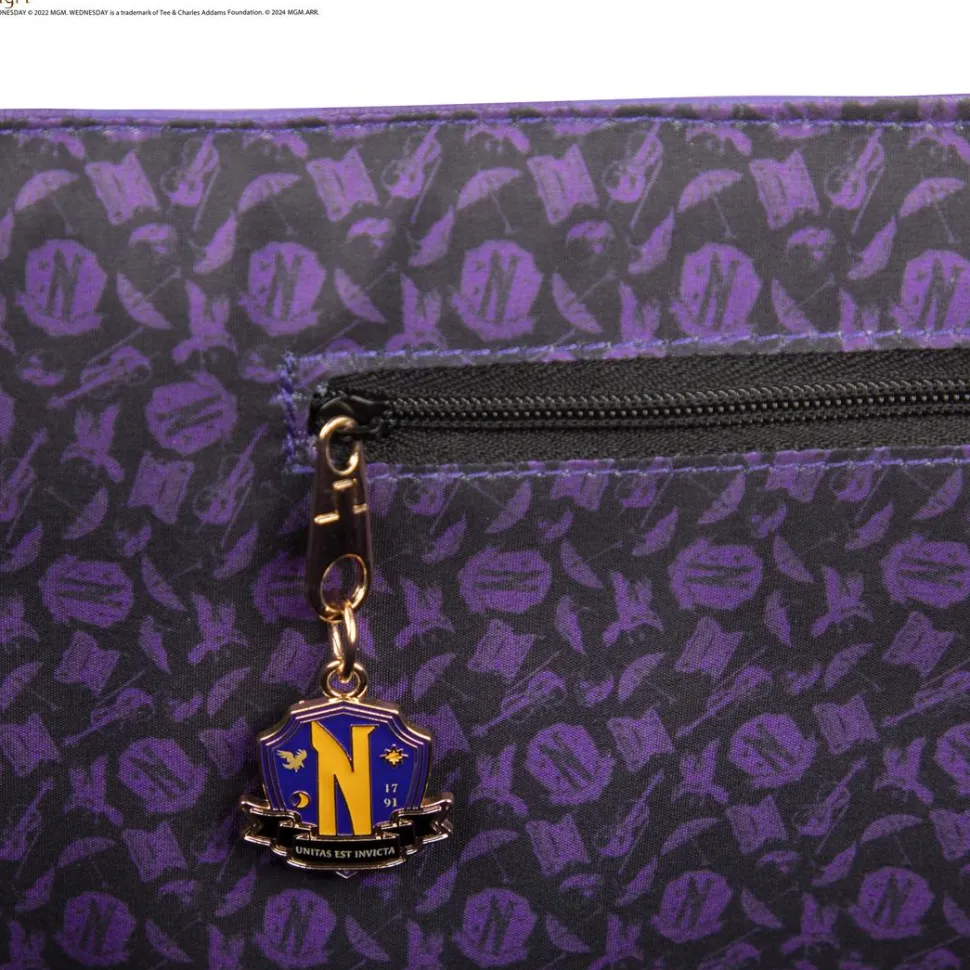Wednesday (2022) - Purple Nevermore Academy 16" Faux Leather Shopping Bag