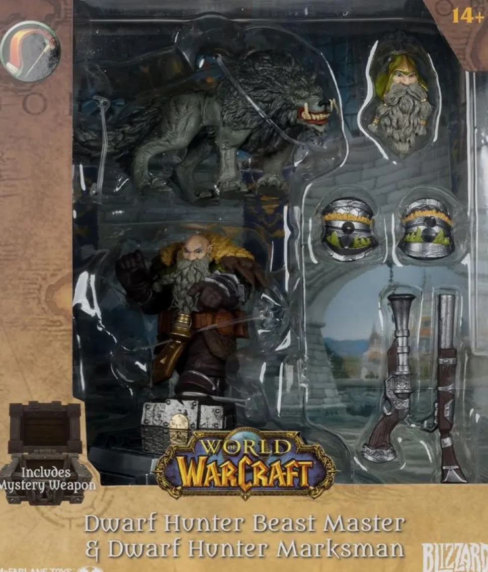 World of Warcraft - Dwarf Hunter Beast Master & Dwarf Hunter Marksman 1/12th Scale Posed PVC Figure