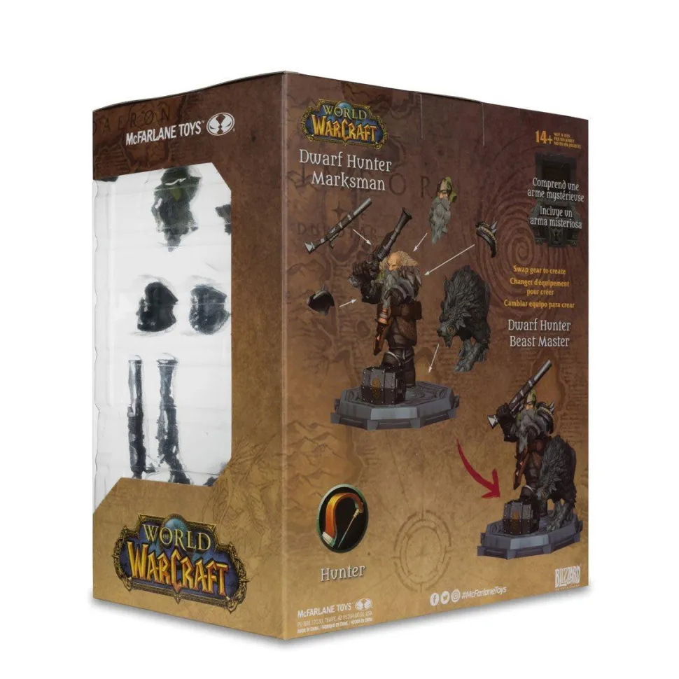 World of Warcraft - Dwarf Hunter Beast Master & Dwarf Hunter Marksman 1/12th Scale Posed PVC Figure