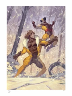 X-Men - Wolverine vs Sabretooth Fine Art Print by Julian Totino Tedesco